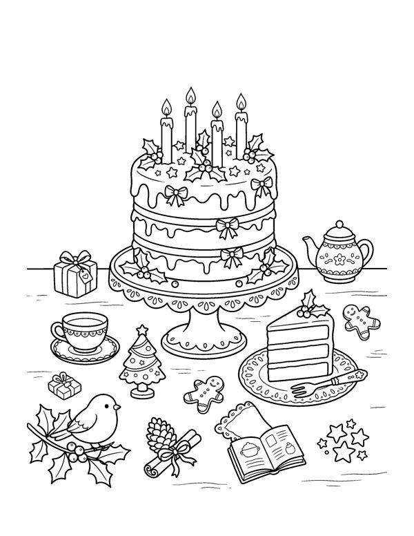 Cozy Christmas Baking Coloring Pages page 7