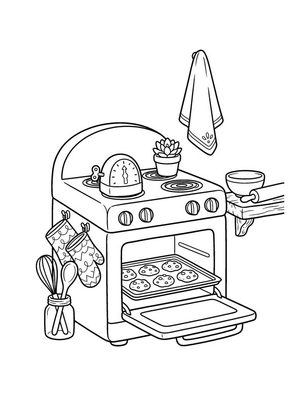 Cozy Christmas Baking Coloring Pages page 8