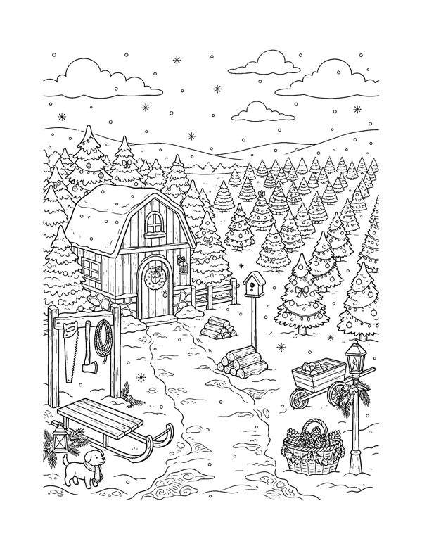 Cozy Christmas Coloring Pages Vol. 2 free sample