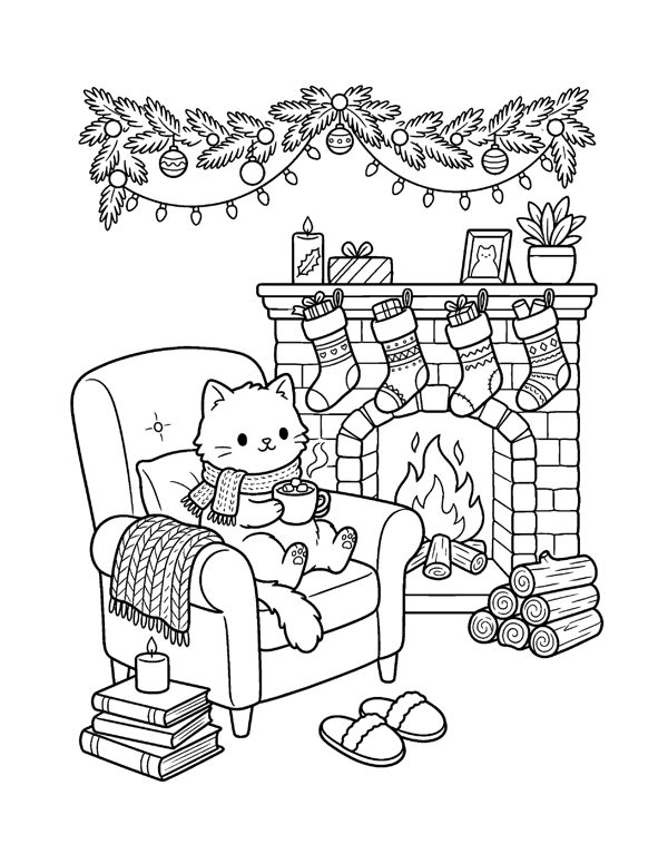 Cozy Christmas Coloring Pages for Adults & Teens free sample