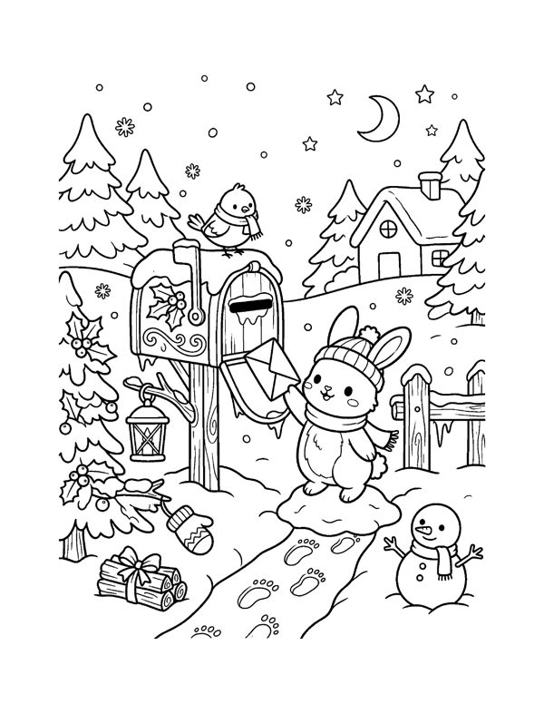 Cozy Christmas Coloring Pages for Adults & Teens page 7