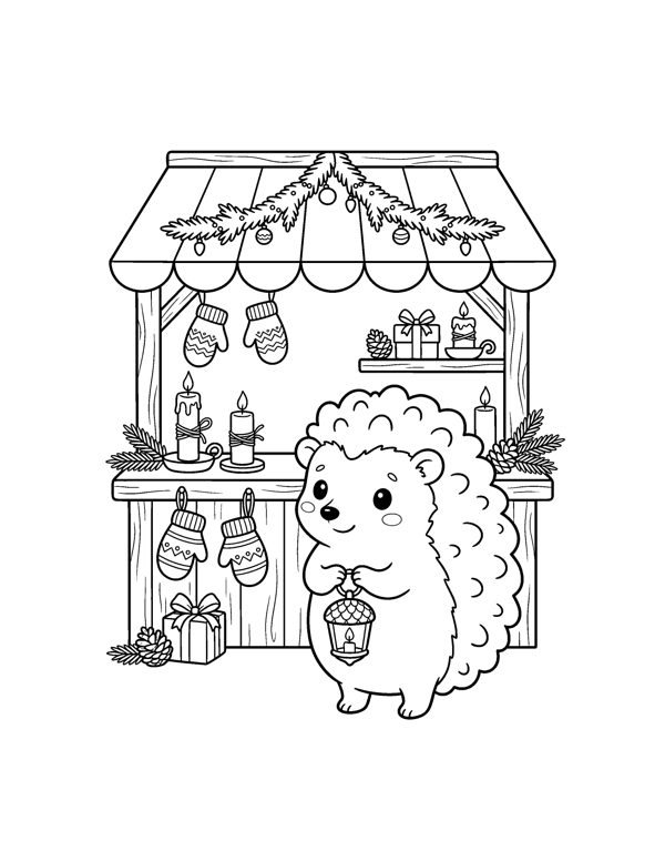Cozy Christmas Village Coloring Pages page 6