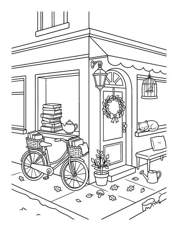 Cozy Christmas Village Coloring Pages page 8