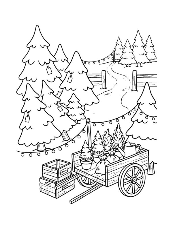 Cozy Christmas Village Coloring Pages page 9