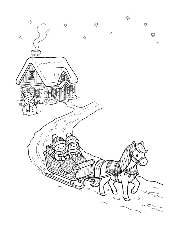 Cozy Christmas Village Coloring Pages page 13