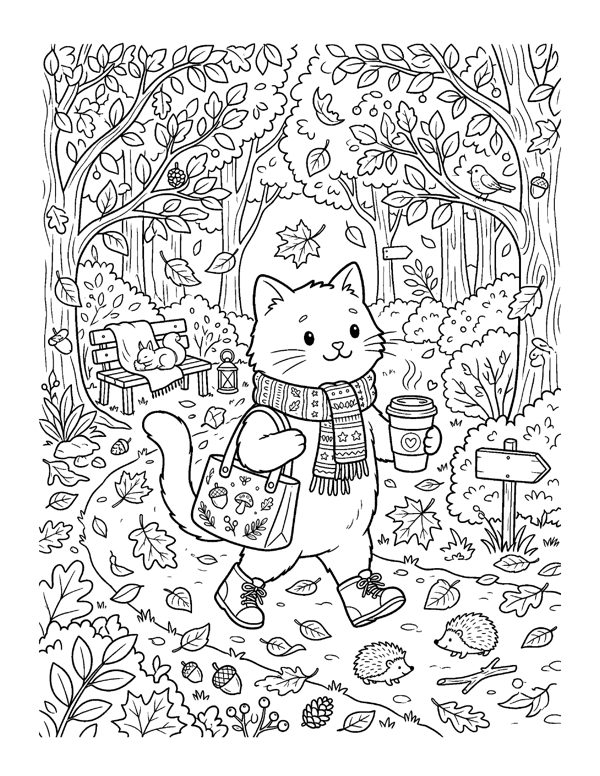 20 Cozy Digital Coloring Pages for iPad & Tablet - Transparent PNG, Cute Kawaii page 6