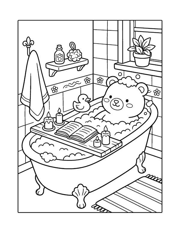 20 Cozy Digital Coloring Pages for iPad & Tablet - Transparent PNG, Cute Kawaii page 10