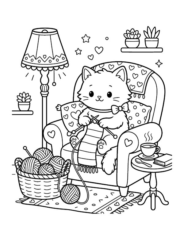 20 Cozy Digital Coloring Pages for iPad & Tablet - Transparent PNG, Cute Kawaii page 11