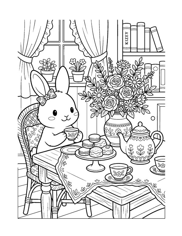 20 Cozy Digital Coloring Pages for iPad & Tablet - Transparent PNG, Cute Kawaii page 13