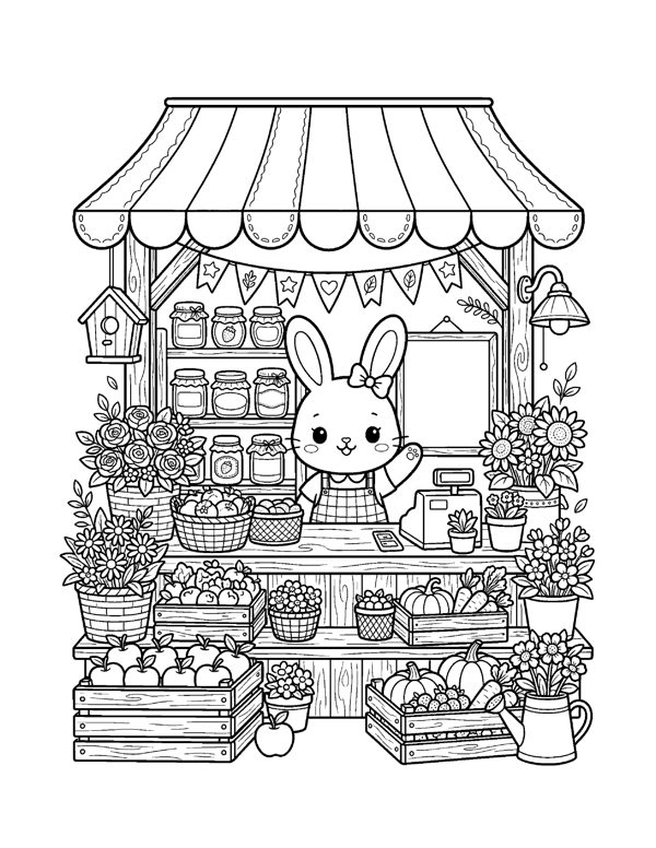 20 Cozy Digital Coloring Pages for iPad & Tablet - Transparent PNG, Cute Kawaii page 19