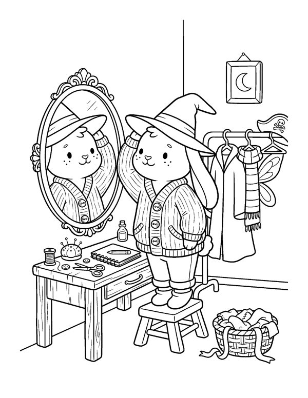 Cozy Halloween Coloring Pages for Adults & Teens - Set 2 page 2