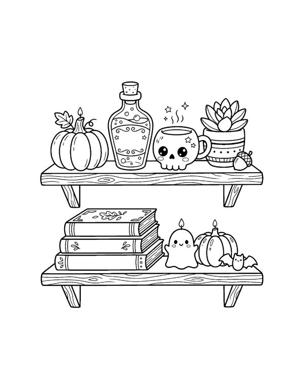 Cozy Halloween Coloring Pages for Adults & Teens - Set 2 page 3