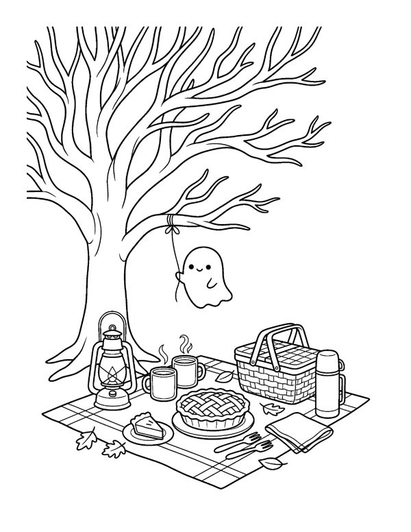 Cozy Halloween Coloring Pages for Adults & Teens - Set 2 page 4