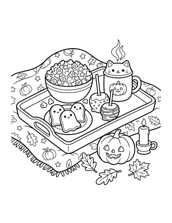 Cozy Halloween Coloring Pages for Adults & Teens - Set 2 page 7