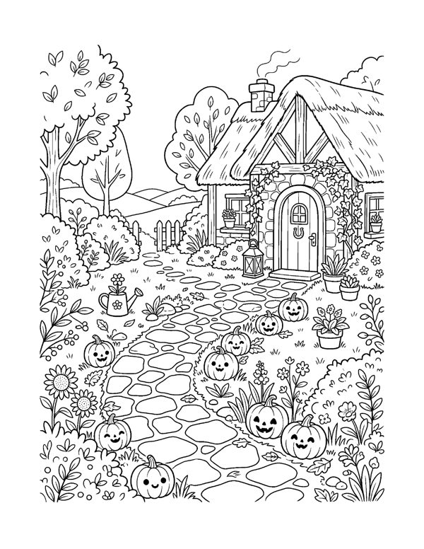 Cozy Halloween Coloring Pages for Adults & Teens - Set 2 page 8