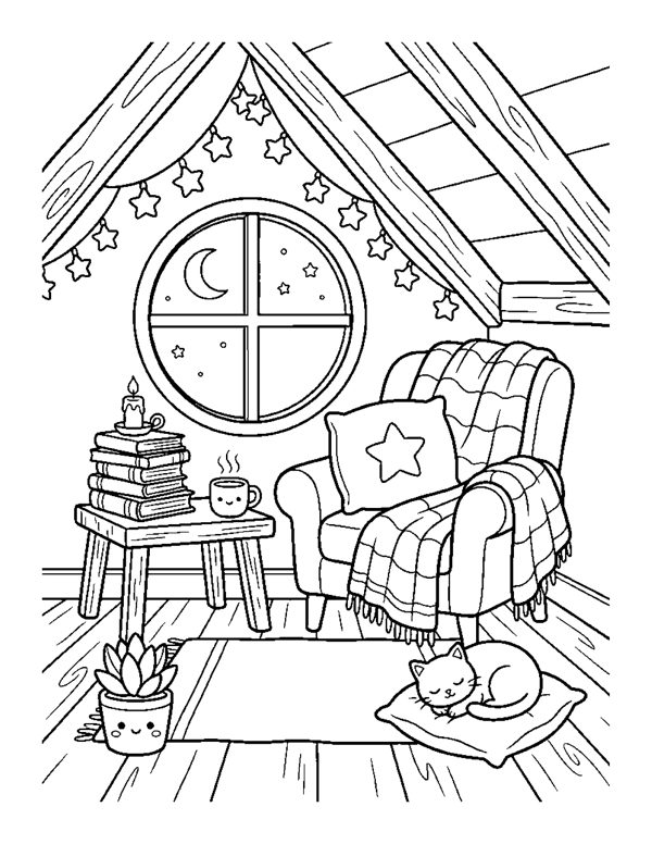 Cozy Halloween Coloring Pages for Adults & Teens - Set 2 page 11