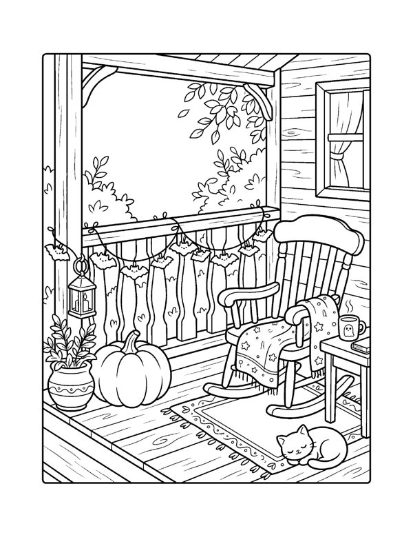 Cozy Halloween Coloring Pages for Adults & Teens - Set 2 page 12