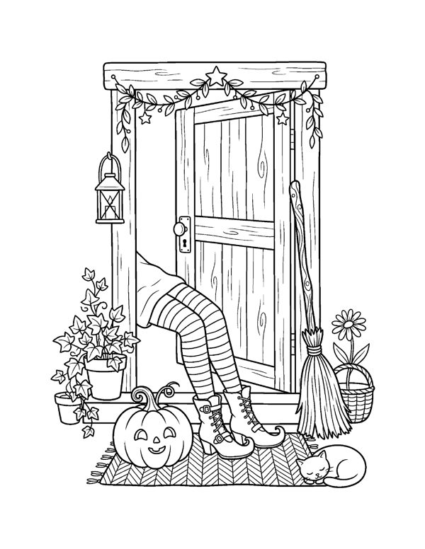 Cozy Halloween Coloring Pages for Adults & Teens - Set 2 page 15