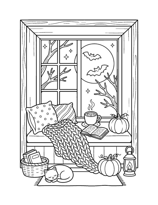 Cozy Halloween Coloring Pages for Adults & Teens - Set 2 page 20