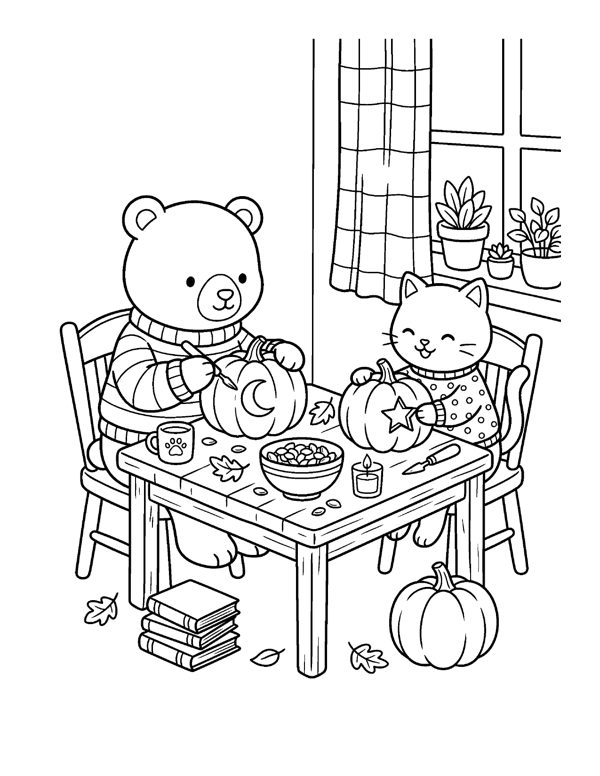 Cozy Halloween Coloring Pages for Adults & Teens