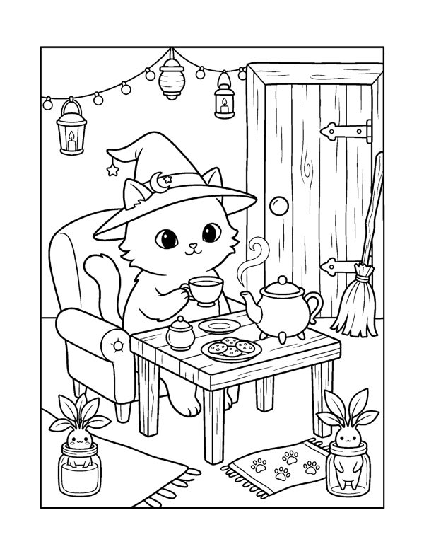 Cozy Halloween Coloring Pages for Adults & Teens page 6