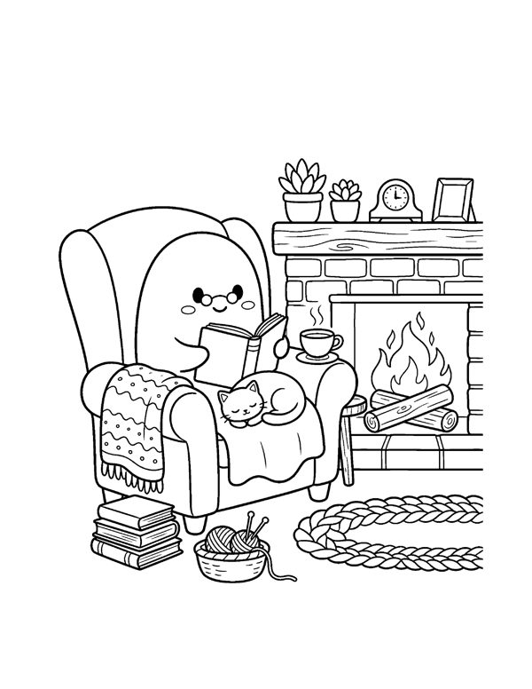 Cozy Halloween Coloring Pages for Adults & Teens page 9