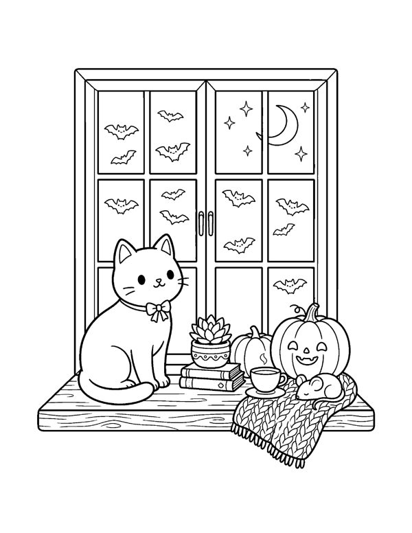 Cozy Halloween Coloring Pages for Adults & Teens page 10