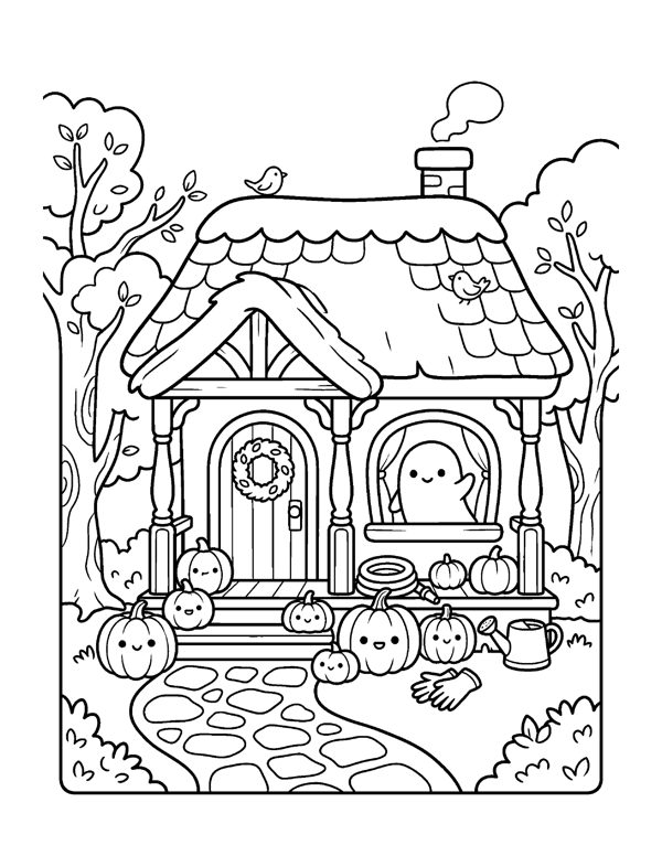 Cozy Halloween Coloring Pages for Adults & Teens page 14