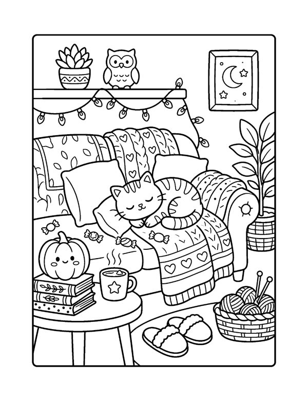 Cozy Halloween Coloring Pages for Adults & Teens page 20