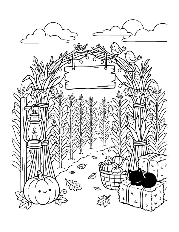 Cozy Pumpkin Patch Coloring Pages for Adults & Teens page 4