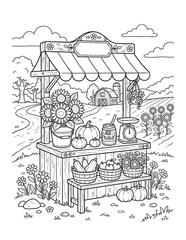 Cozy Pumpkin Patch Coloring Pages for Adults & Teens page 7