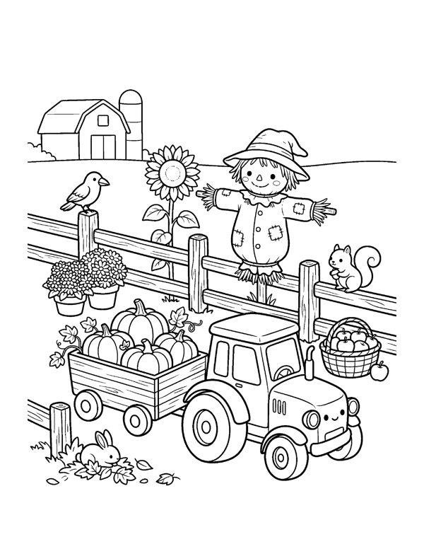 Cozy Pumpkin Patch Coloring Pages for Adults & Teens page 8