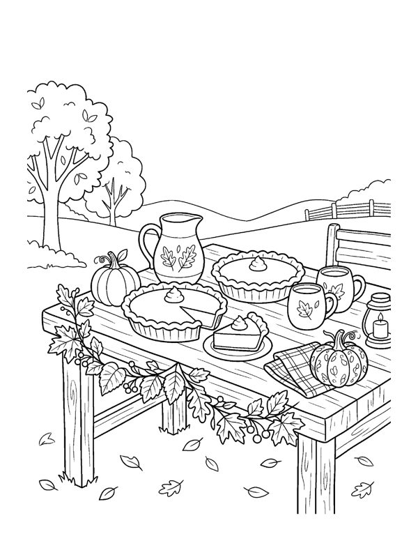Cozy Pumpkin Patch Coloring Pages for Adults & Teens free sample