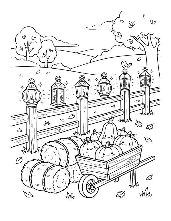 Cozy Pumpkin Patch Coloring Pages for Adults & Teens page 12