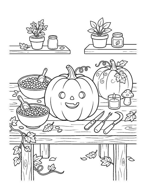 Cozy Pumpkin Patch Coloring Pages for Adults & Teens page 15
