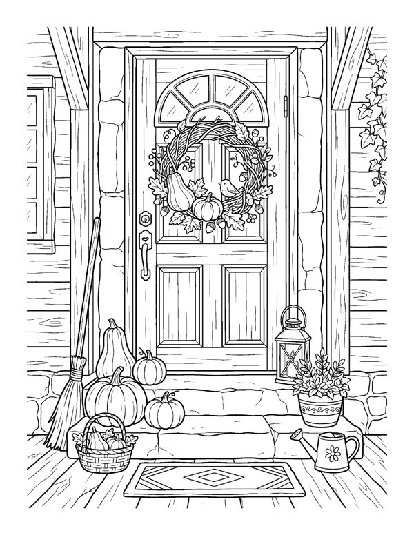 Cozy Pumpkin Patch Coloring Pages for Adults & Teens page 18