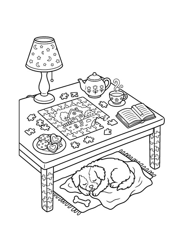 Cozy Rainy Day Coloring Pages for Adults & Teens free sample