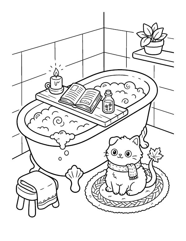 Cozy Rainy Day Coloring Pages for Adults & Teens page 5