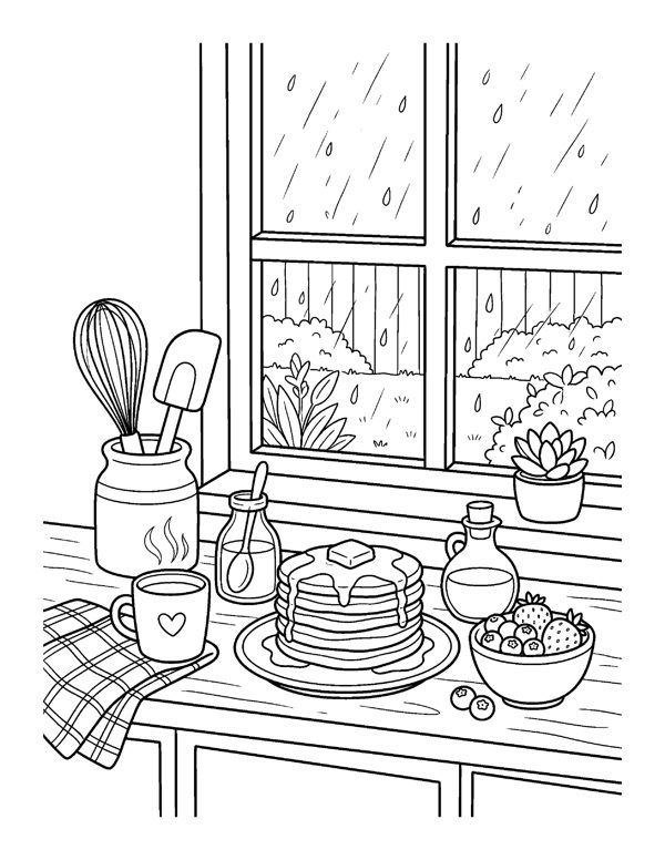 Cozy Rainy Day Coloring Pages for Adults & Teens page 8
