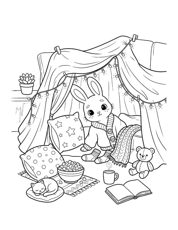 Cozy Rainy Day Coloring Pages for Adults & Teens page 11