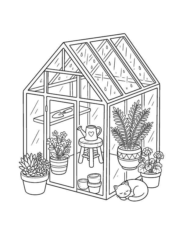 Cozy Rainy Day Coloring Pages for Adults & Teens page 12