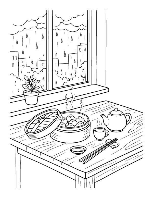 Cozy Rainy Day Coloring Pages for Adults & Teens page 14