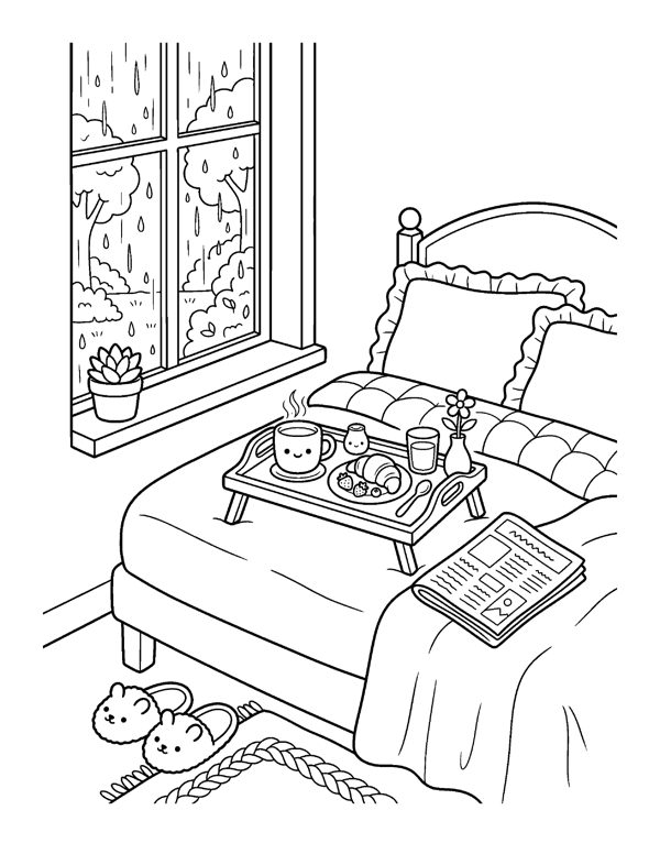 Cozy Rainy Day Coloring Pages for Adults & Teens page 17