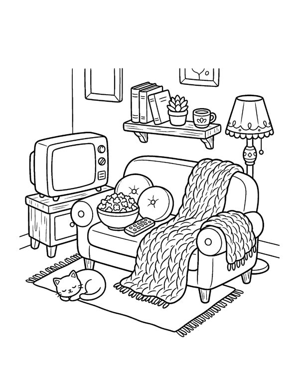 Cozy Rainy Day Coloring Pages for Adults & Teens page 19