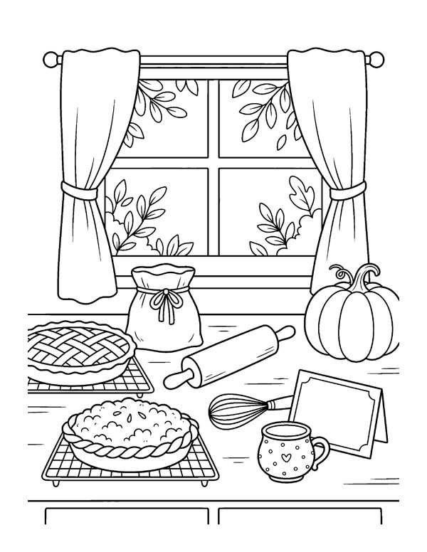 Cozy Thanksgiving Coloring Pages - Set 2 free sample