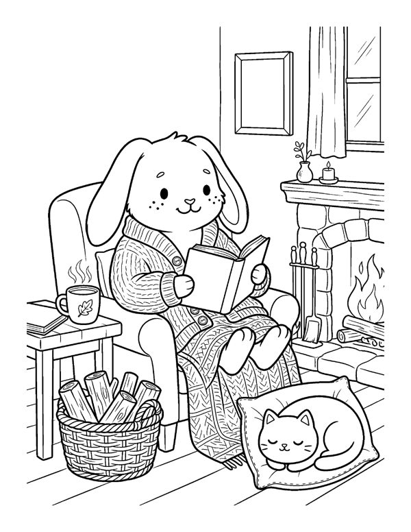 Cozy Thanksgiving Coloring Pages - Set 2 page 7