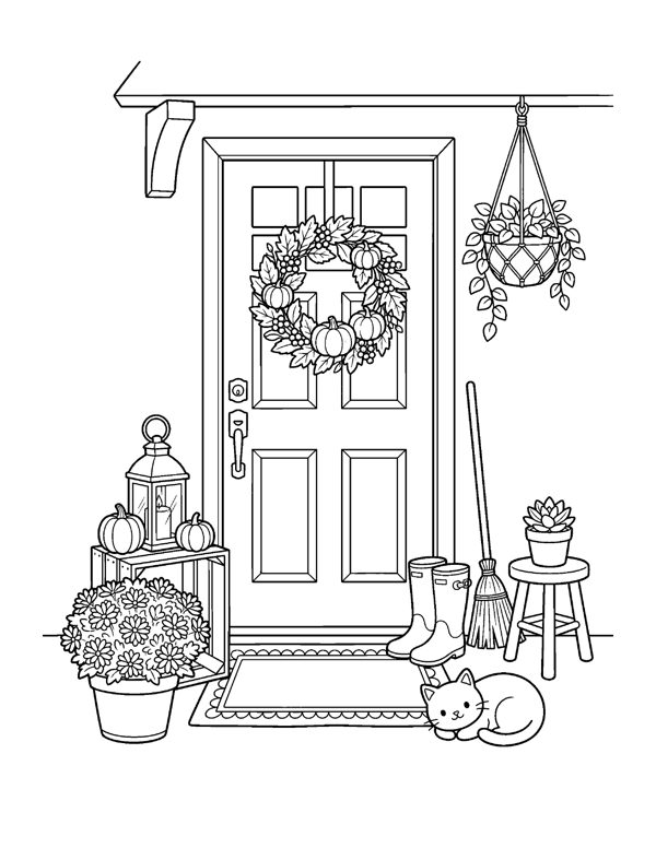 Cozy Thanksgiving Coloring Pages - Set 2 page 9