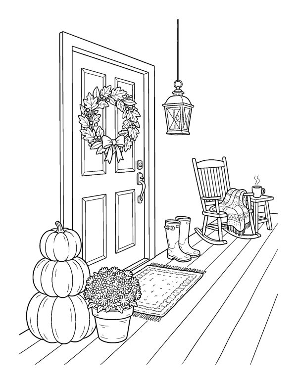 Cozy Thanksgiving Coloring Pages for Adults & Teens page 9