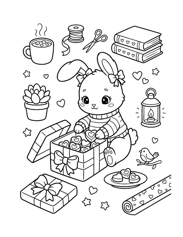 20 Cute Valentine & Love Coloring Pages for Adults & Teens page 5