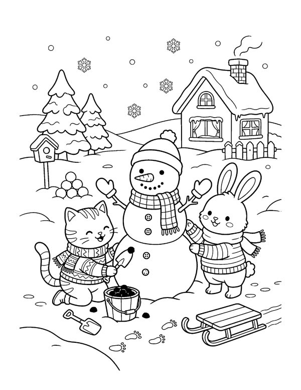 Cozy Winter Coloring Pages for Adults & Teens page 2
